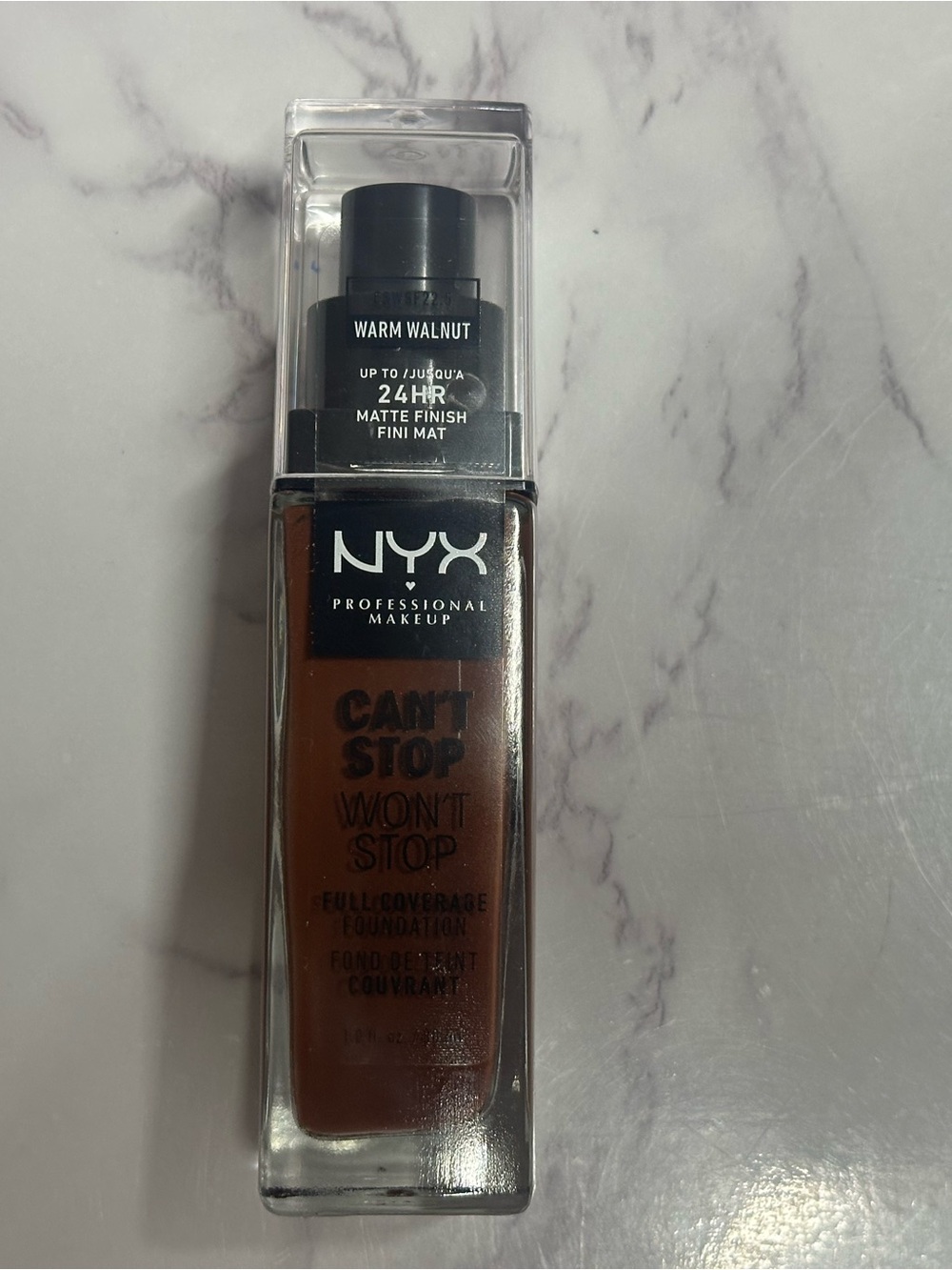 NYX Can't Stop Won't Stop Foundation - Warm Walnut (Dark Brown)